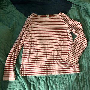 J Crew Red and White Stripe Cotton Sailor Top Size Large